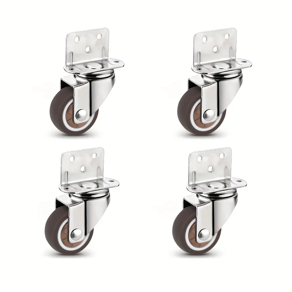 4 Pcs L-Shaped Side Mount Caster Wheels, Soft Rubber Castors Swivel Caster Wheels - Image 8