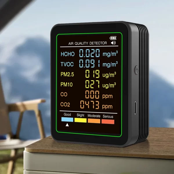 6-in-1 Air Quality Monitor Real-Time Air Quality Tester Portable Temperature Humidity Detector - Image 3