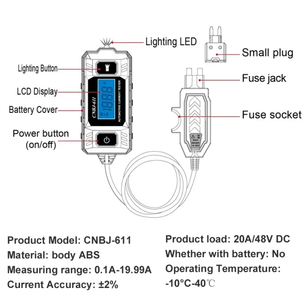 Car Fault Tester Max 48V Automotive Fuse Current Testing Tool High Precision Blade Fuse Circuit Measurement Fault Test Tool - Image 6