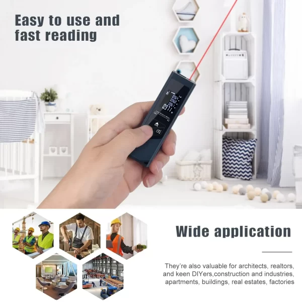 Mini Laser Rangefinder Digital Tape Measure Laser Ruler USB Charge Aluminum Alloy Fuselage Portable Digital Laser Distance Meter - Image 4