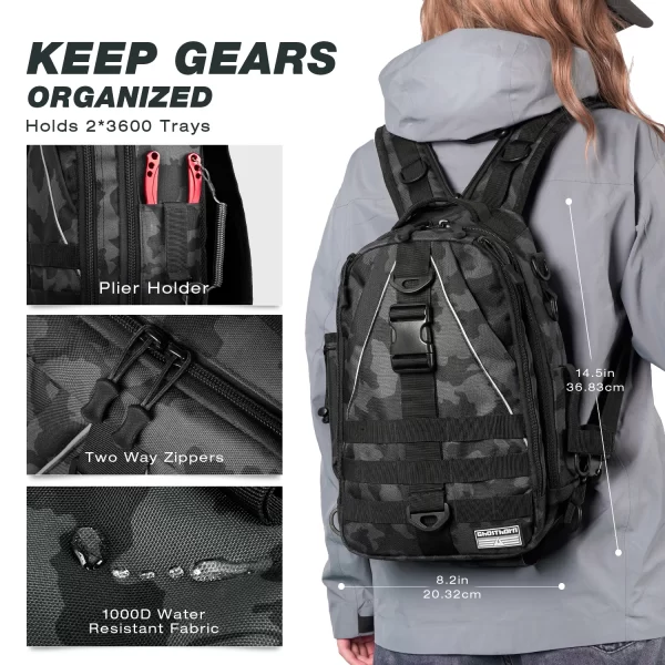 Fishing Backpack Tackle Sling Bag - Fishing Backpack with Rod Holder - Image 2