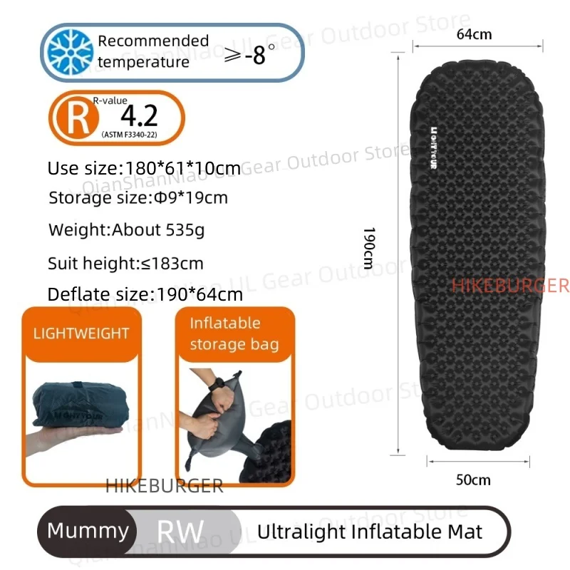 Light Tour R value 7.5 Camping Inflatable Mattress Outdoor Portable Sleeping Pad Ultralight - Image 17