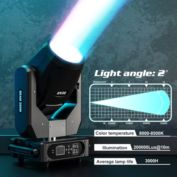 U'King 280W Beam Moving Head Light DMX512 16CH Rainbow Effect Pattern Light 10R 3in1 LED Stage Light - Image 4