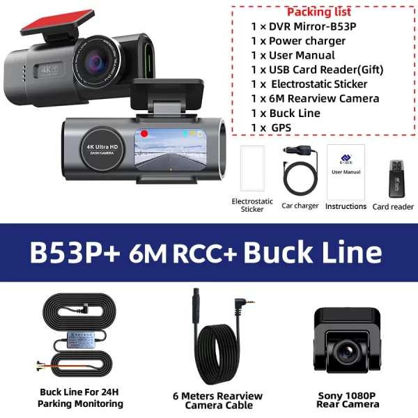 Dash Cam 4K GPS WIFI APP 24H Night Vision Mini Optional Rear Lens Dashcam Car DVR Video Recorder Camera For Car Black Box - Image 9