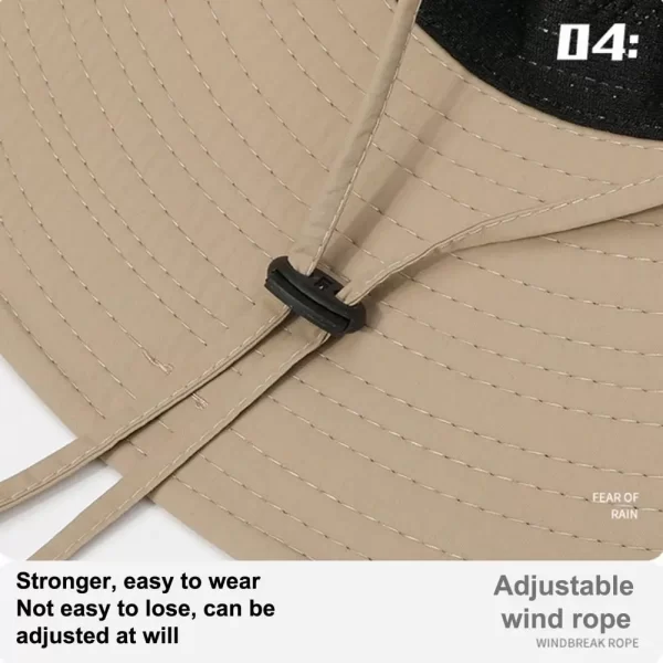 Fisherman Hat Wide Brim Solid Color Lace-Up Design Men Women Outdoor Hat Versatile Sun Protection - Image 17