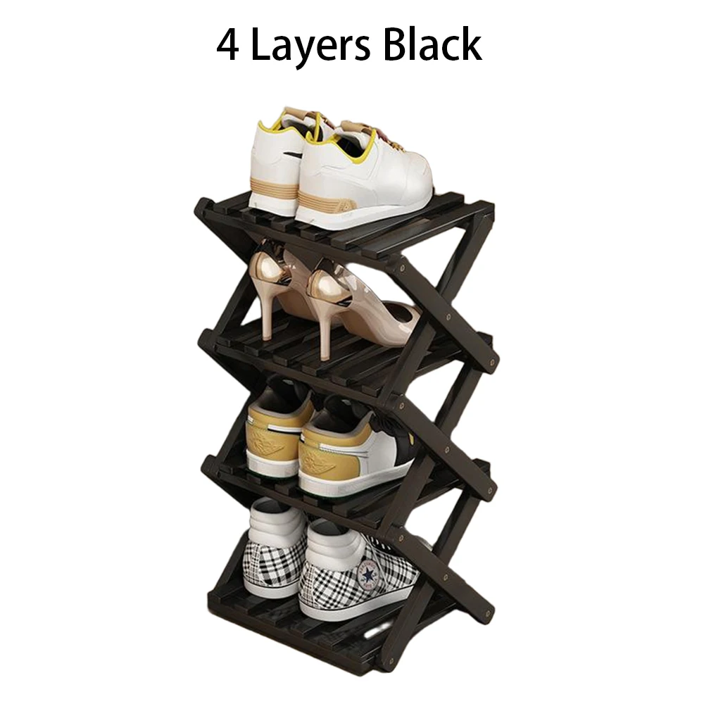 Shoe Rack Bamboo Foldable Storage Shoe Rack Multifunctional Shoe Racks Free Standing Rack - Image 12