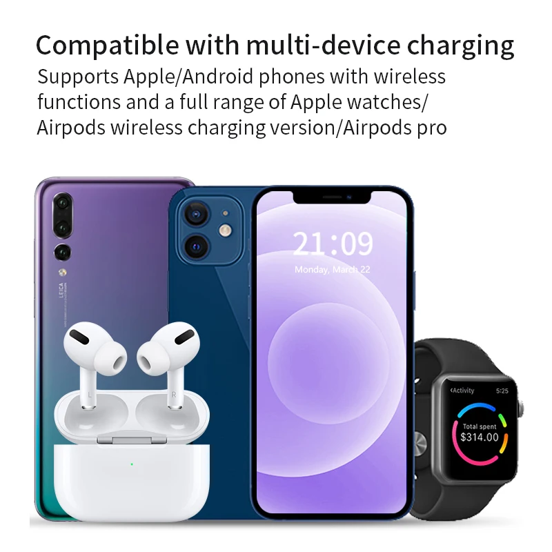 30W LED Fast Wireless Charger Stand 3 in 1 Foldable Charging Station For iPhone 15 14 13 12 11 Apple Watch 9 8 7 6 5 Airpods Pro - Image 29