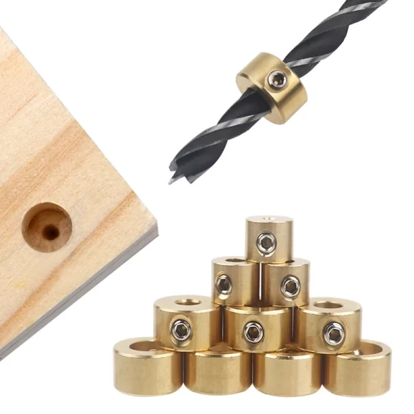 3-12mm Drill Bit Tools Brass Depth Stop Collars Ring Positioner Ring With Hex Wrench