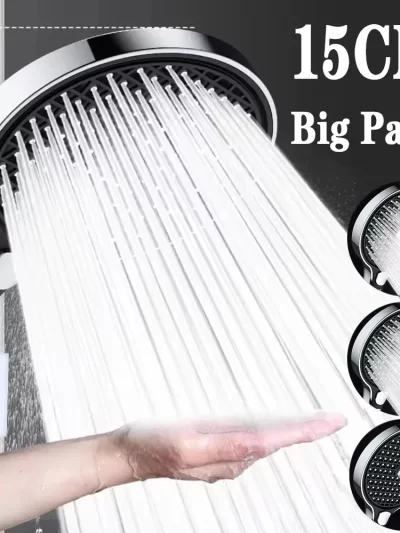 15CM Big Panel High Pressure Shower Head With Filter 3 Modes Large Flow Spray Nozzle Rainfall Shower