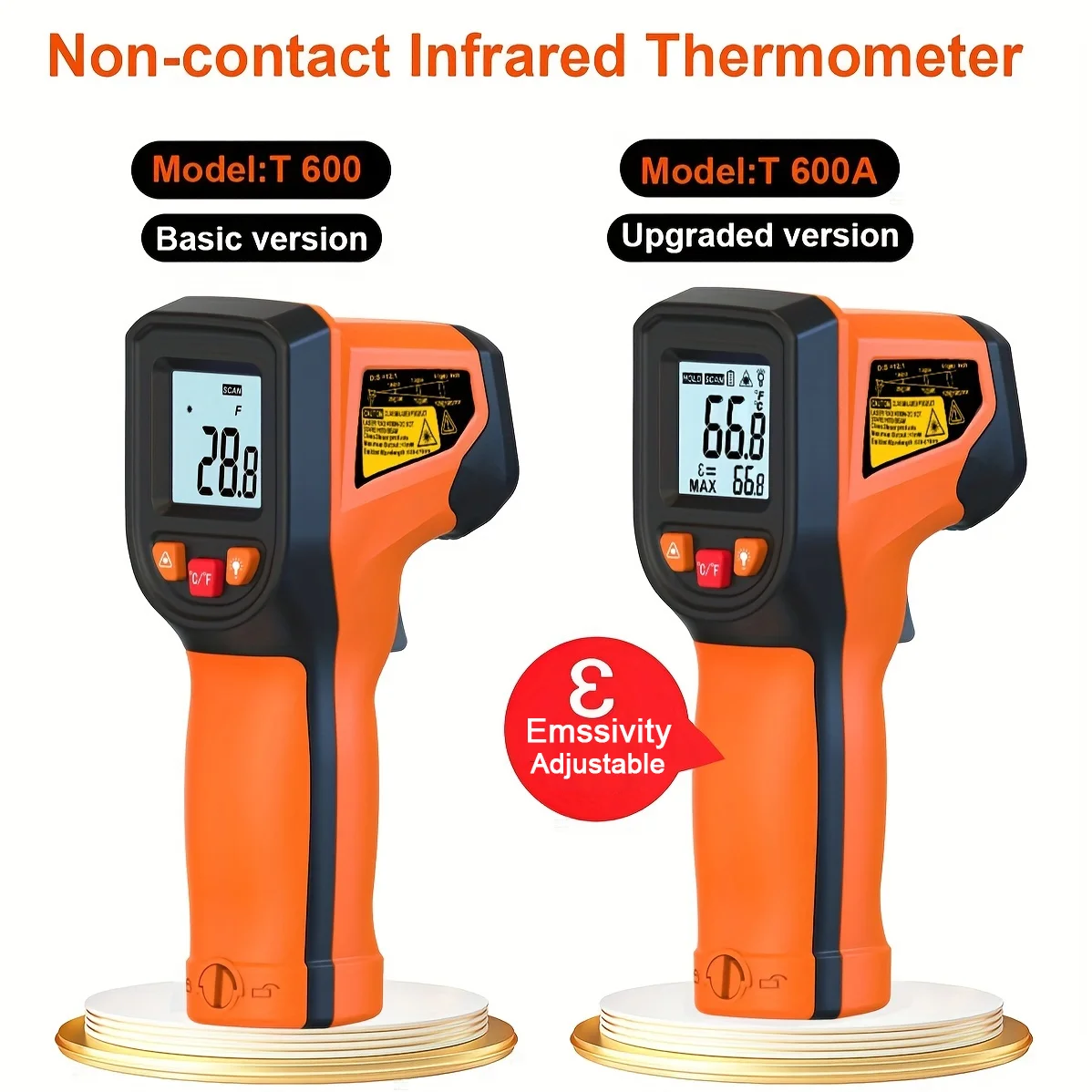 NJTY T600T600A Laser Temperature Gun Infrared Thermometer Sensor Handheld Non-contact IR LCD - Image 12