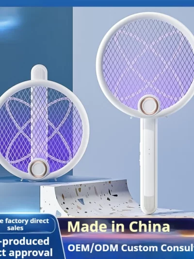 2025 New 3200V Foldable Fly Swatter USB Rechargeable Night-time Purple Light Trap Automatic Mosquito Killer
