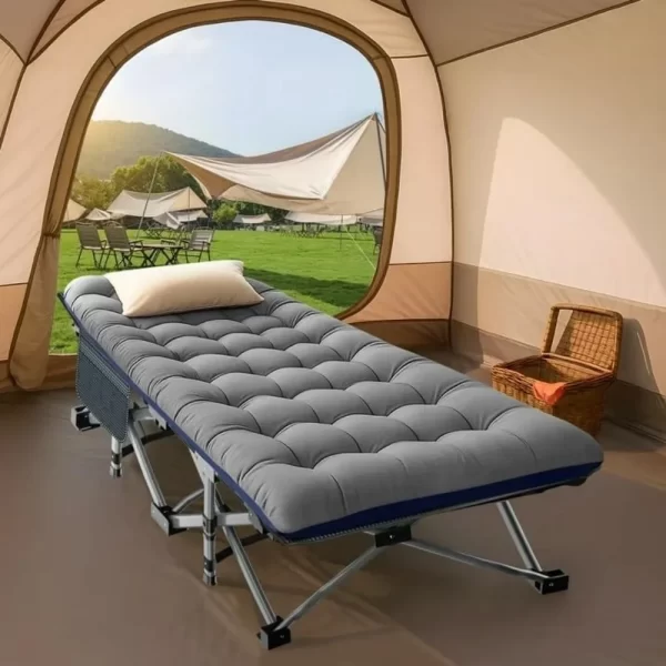 Folding Camping Cot for Adults with Pad, Padded Portable Sleeping Cot