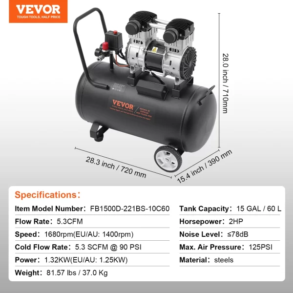 SucceBuy Air Compressor 750W/1450W/3000W Oil Free Air Compressor Quiet - Image 8