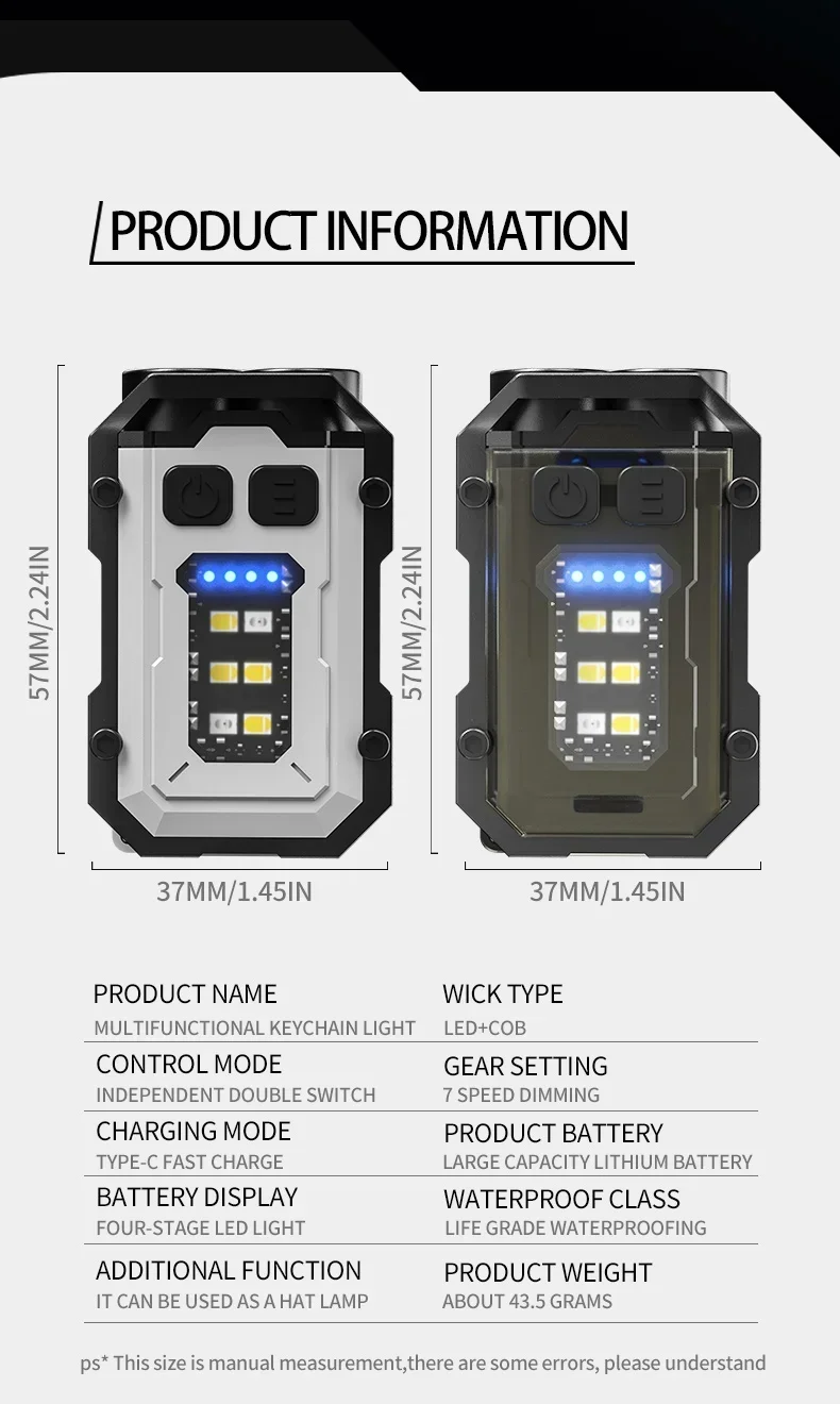 XIWANGFIRE Super Bright Pocket Torch Light LED Multifunctional Linterna Magnetic COB EDC Mini Keychain Flashlight Rechargeable - Image 31