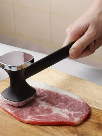 Heavy Duty Kitchen Meat Tenderizer Hammer with Rubber Grip, Stainless Steel Head