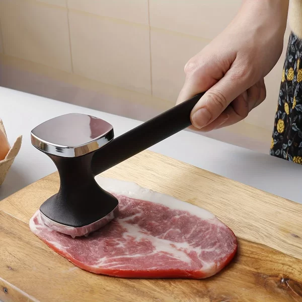 Heavy Duty Kitchen Meat Tenderizer Hammer with Rubber Grip, Stainless Steel Head