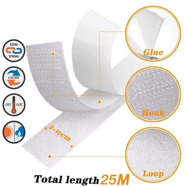 1-10M Velcros Self Adhesive Hook and Loop Tape Fastener House Diy Magic Tap Auto Double Sided Roll Strong Glue Home Strap Strips - Image 21