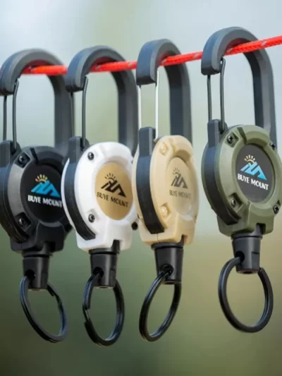 1pcs Heavy Duty Retractable Pull Badges ID Reel Carabiner Key Chain Steel Wire Rope Buckle Key Holder