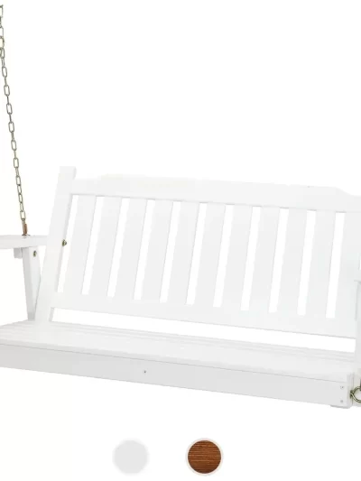Upgraded Heavy Duty 880 LBS 4 FT Patio Wooden Porch Swing Solid Fir Wood, Outdoor Handing Swing Bench for Garden