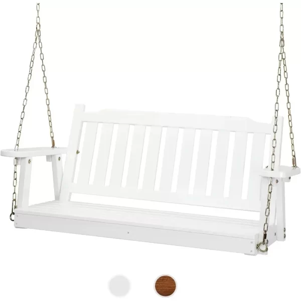 Upgraded Heavy Duty 880 LBS 4 FT Patio Wooden Porch Swing Solid Fir Wood, Outdoor Handing Swing Bench for Garden