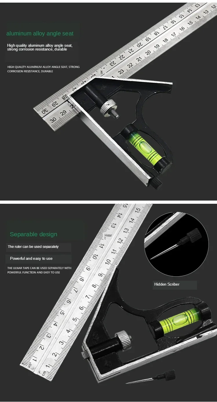300mm Stainless Steel Angle Combination Square Ruler - Image 12