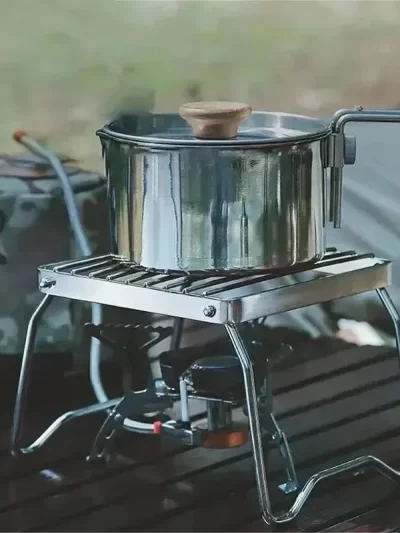 Outdoor Stainless Steel Stove Holder Camping Portable Folding Mini Barbecue Rack