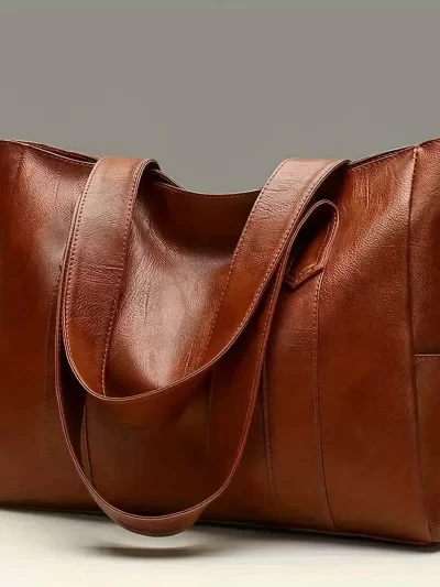 Vintage Large Capacity Tote Bag, Retro Vegan Shoulder Bag, Women's Casual Handbag