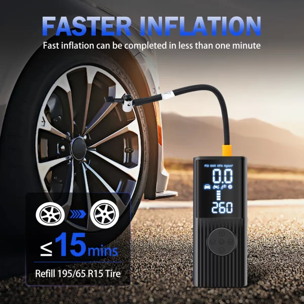 Air Compressor Portable 12V High-Power 22-Cylinder Electric Car Air Pump with Digital Pressure Gauge LED Light and Power Bank - Image 3