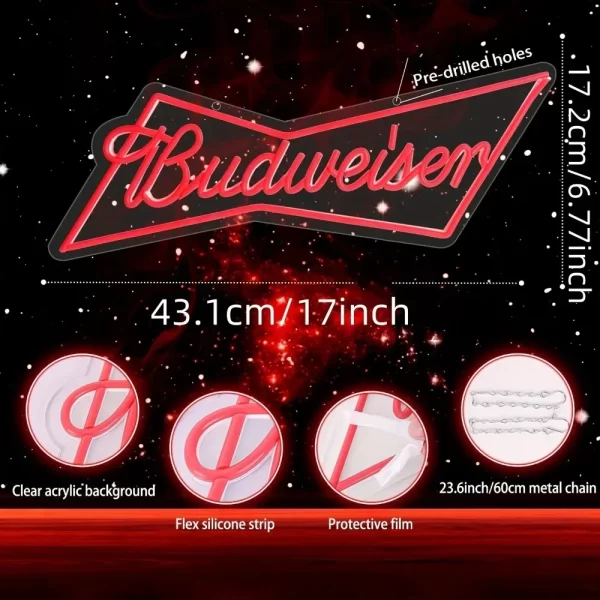 budweiser logo beer bar Neon Signs  Bar Neon Beer Light Sign - Image 11