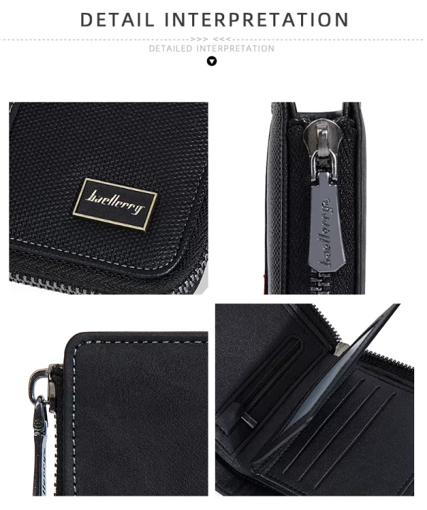 Baellerry RFID Simple Short Men Zipper Wallets Luxury Brand Card Holder Photo Holder Coin Pocket - Image 21