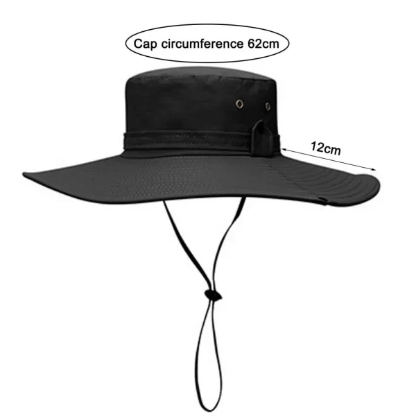Fisherman Hat Wide Brim Solid Color Lace-Up Design Men Women Outdoor Hat Versatile Sun Protection - Image 18
