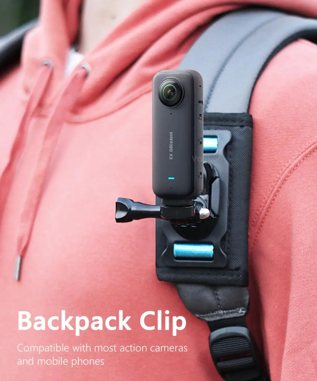 Vamson for Insta360 X3 Accessories 360 Degree Rotary Backpack Clip Clamp Mount for Insta360 One X2 Dji Action 3 2 Go Pro Camera - Image 11