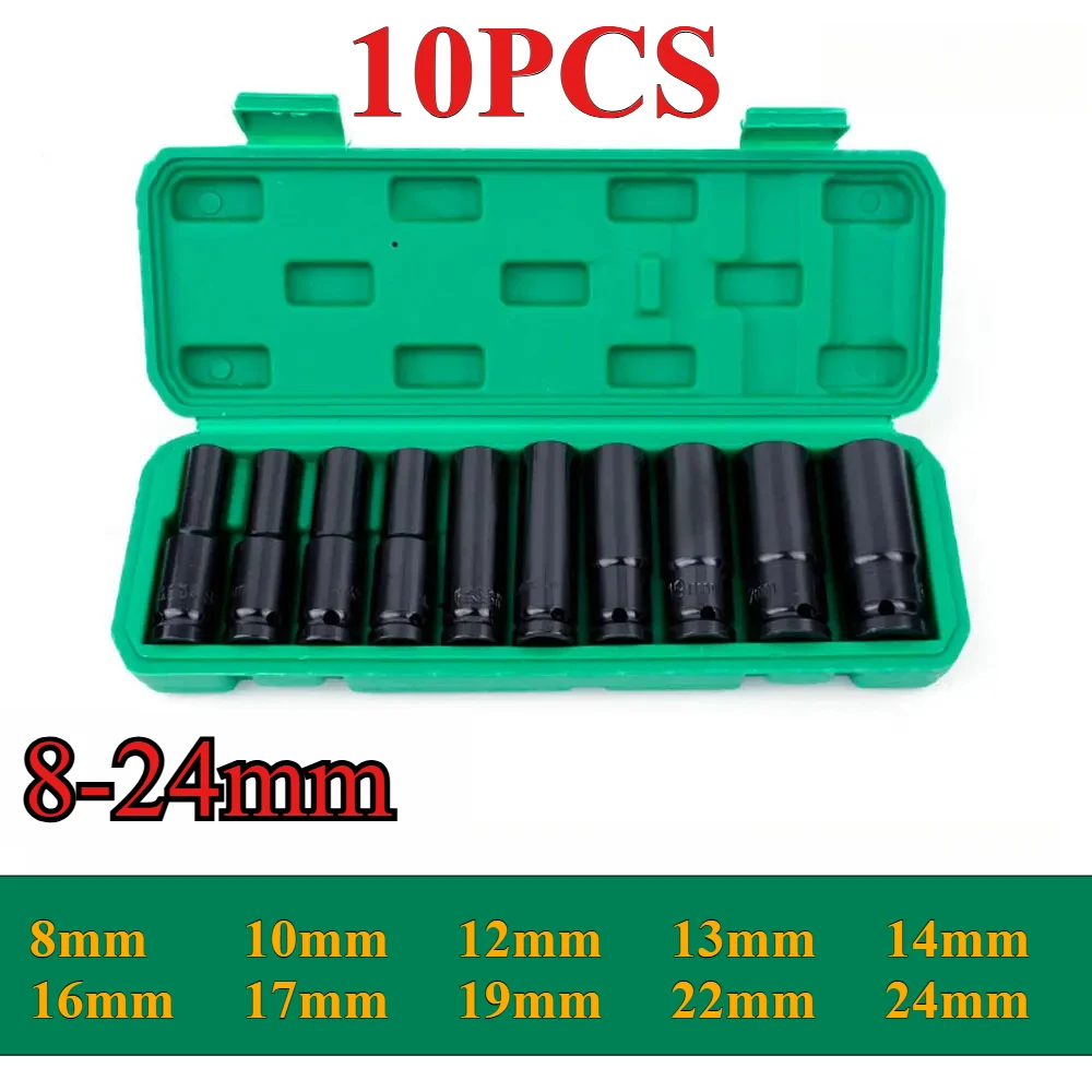 1/2Inch Drive 6-Point Impact Socket Set Drive Metric Wrench Socket Deep Impact Socket - Image 17