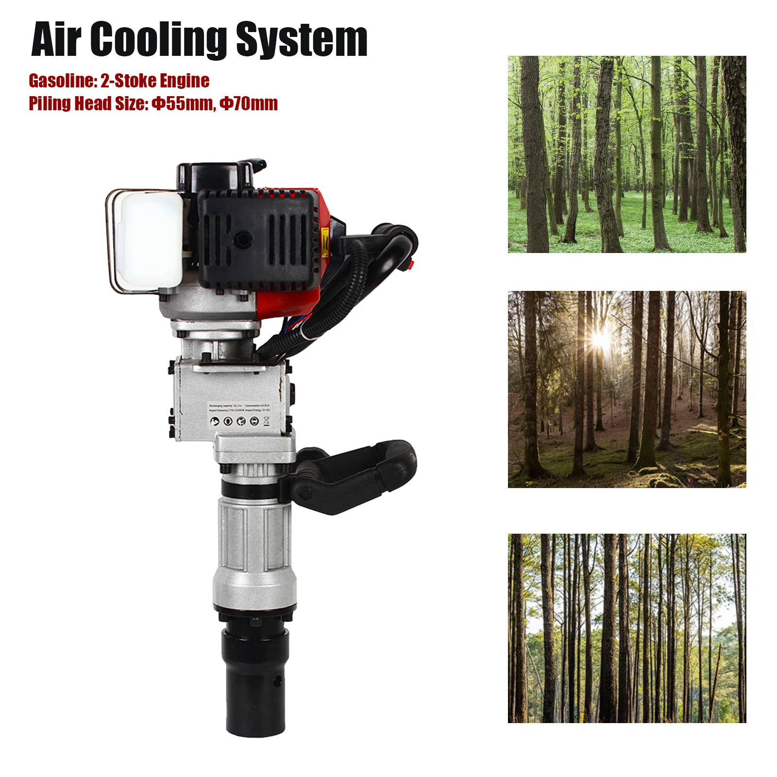 900W Gas Powered Fence Post Driver – Two-Stroke Engine, Adjustable Sockets, Large Fuel Tank, and Anti-Vibration Design