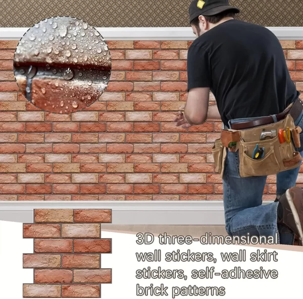 10Pcs Self Adhesive Waterproof 3D Wall Panels Peel and Stick Subway Tile Brick Wallpaper - Image 3