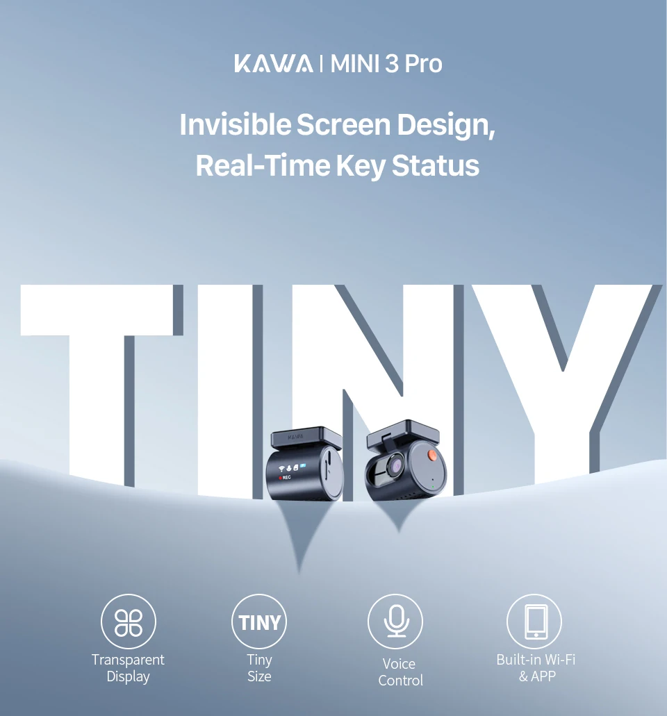2K KAWA MINI 3 Pro Cameras for Car DVR Tiny Dash Cam 24 Parking Auto Video Recorder WiFi APP Voice Control Car dashcam - Image 9