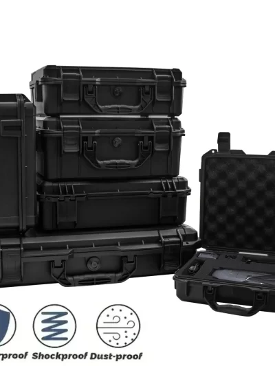 1pc Universal Portable Plastic Tool Box With Foam Insert Waterproof & Shockproof