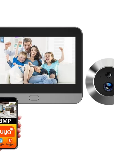 Tuya Smart 3MP 140° Wide View Angle Mini Digital Peephole Eye Viewer WiFi IR PIR Detection Doorbell Door Camera Alexa Google