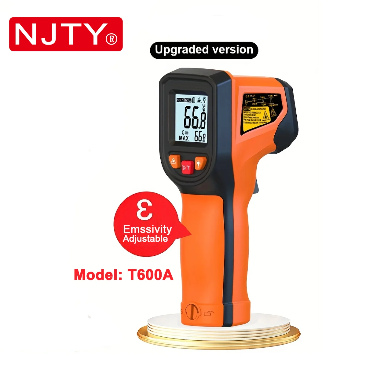 NJTY T600T600A Laser Temperature Gun Infrared Thermometer Sensor Handheld Non-contact IR LCD - Image 8