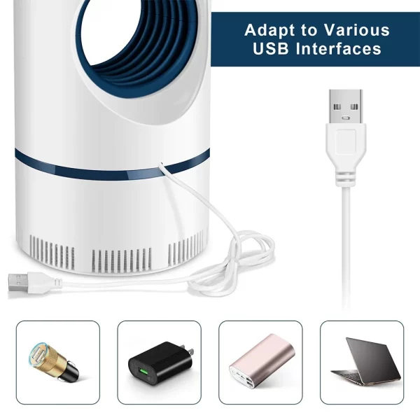 Electric Fly Bug Mosquito Insect Killer LED Light Trap with USB Power Supply and Adapter - Image 3