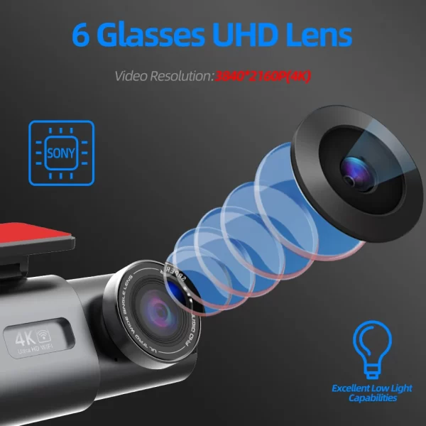 Dash Cam 4K GPS WIFI APP 24H Night Vision Mini Optional Rear Lens Dashcam Car DVR Video Recorder Camera For Car Black Box - Image 6