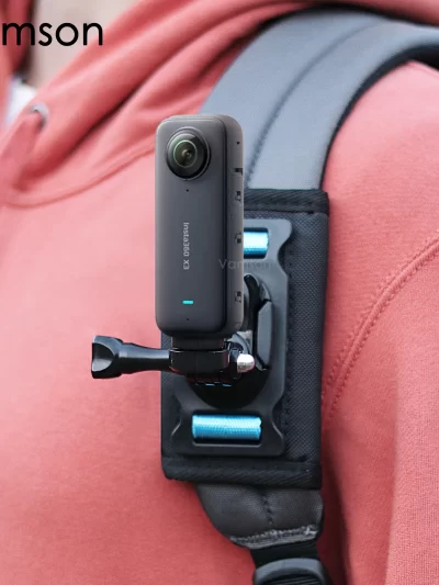 Vamson for Insta360 X3 Accessories 360 Degree Rotary Backpack Clip Clamp Mount for Insta360 One X2 Dji Action 3 2 Go Pro Camera