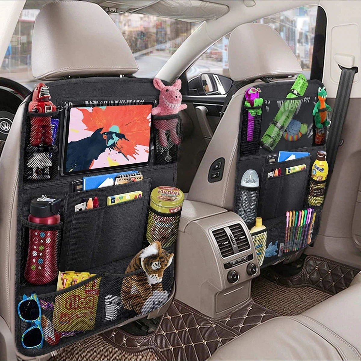 Car Seat Back Organizer 10 Storage Pockets with Touch Screen Tablet Holder - Image 9