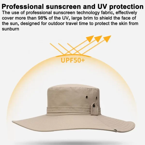 Fisherman Hat Wide Brim Solid Color Lace-Up Design Men Women Outdoor Hat Versatile Sun Protection - Image 13