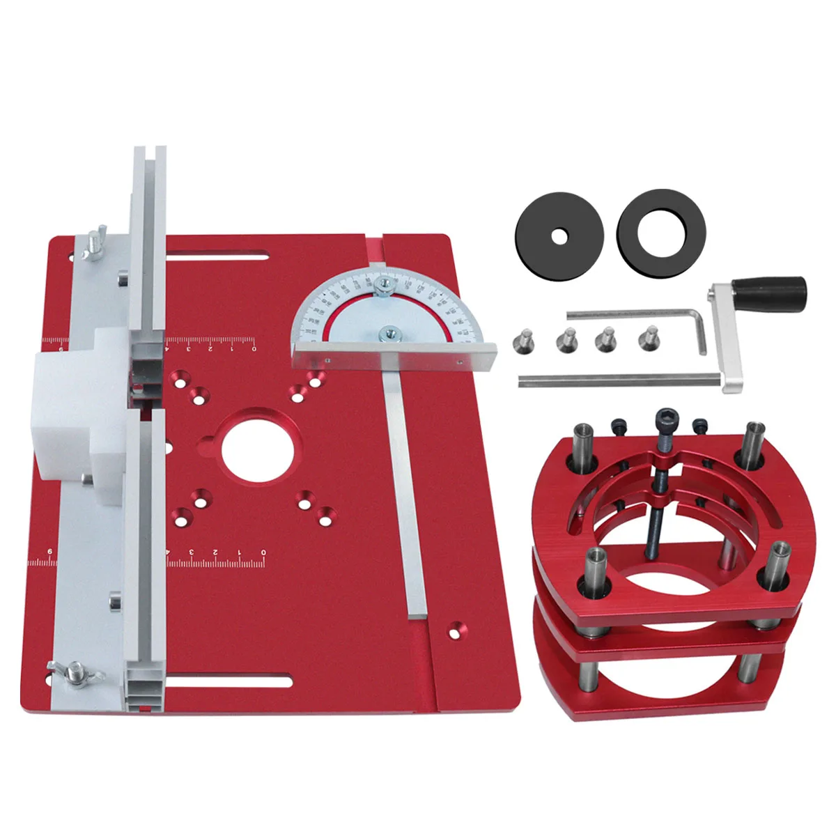 Woodworking Router Lift Kit - Aluminum Router Table Insert Plate W/ Miter Gauge Guide and Bracket for 65mm Diameter Motors - Image 11