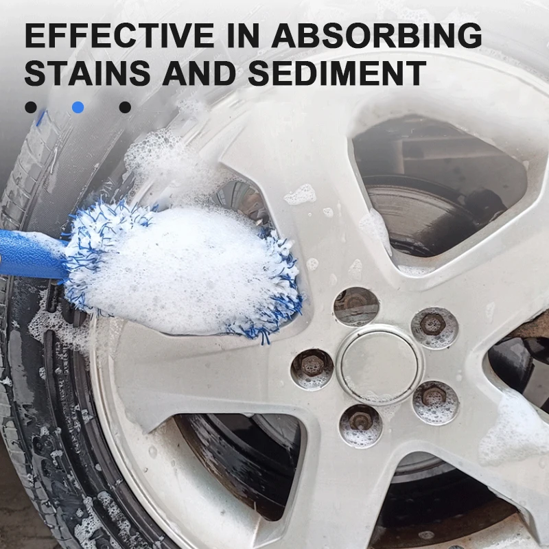 SEAMETAL Plush Car Wheel Hub Brush Anti-Slip Plastic Handle Auto Wheel Tire Rim Brush Cleaning Tool Car Washing Accessories - Image 2