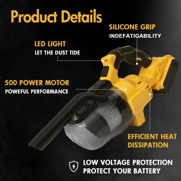 Vacuum Cleaner Cordless Handheld 20V Electric Vacuum Designed 500W Car Cleaning Hard Floor Household Appliance Carpets Household - Image 7