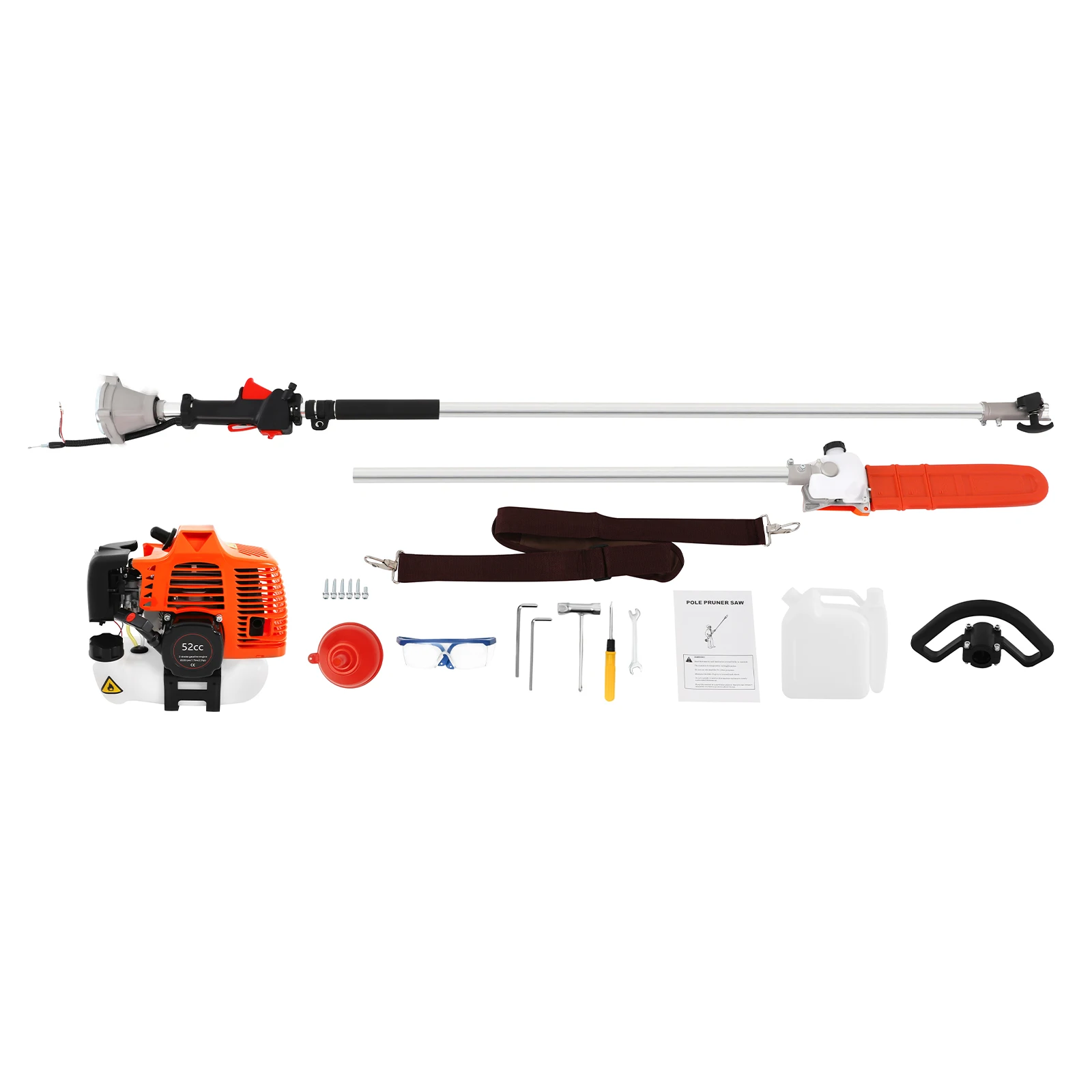 2 Stroke 52cc High Reach Pole Saw Pole Chainsaw Air-cooled High Branch Height Cordless Garden Tree Pruning Tool - Image 7