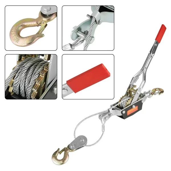 2/4T Wire Rope Hand Power Puller Tighten Tool Mini Tightener Double Hook Lifting Tool Gear Winch Puller Heavy Duty Power Puller - Image 3