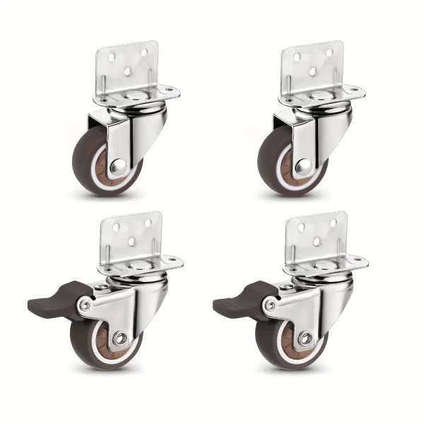 4 Pcs L-Shaped Side Mount Caster Wheels, Soft Rubber Castors Swivel Caster Wheels - Image 7